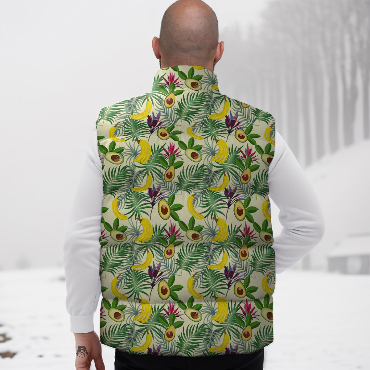 Avocado Banana Leaf Print Pattern Down Vest