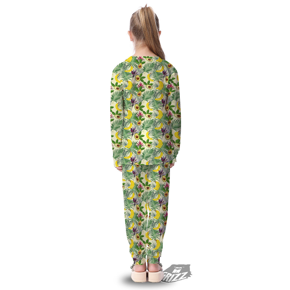 Avocado Banana Leaf Print Pattern Kid's Pajamas-grizzshop