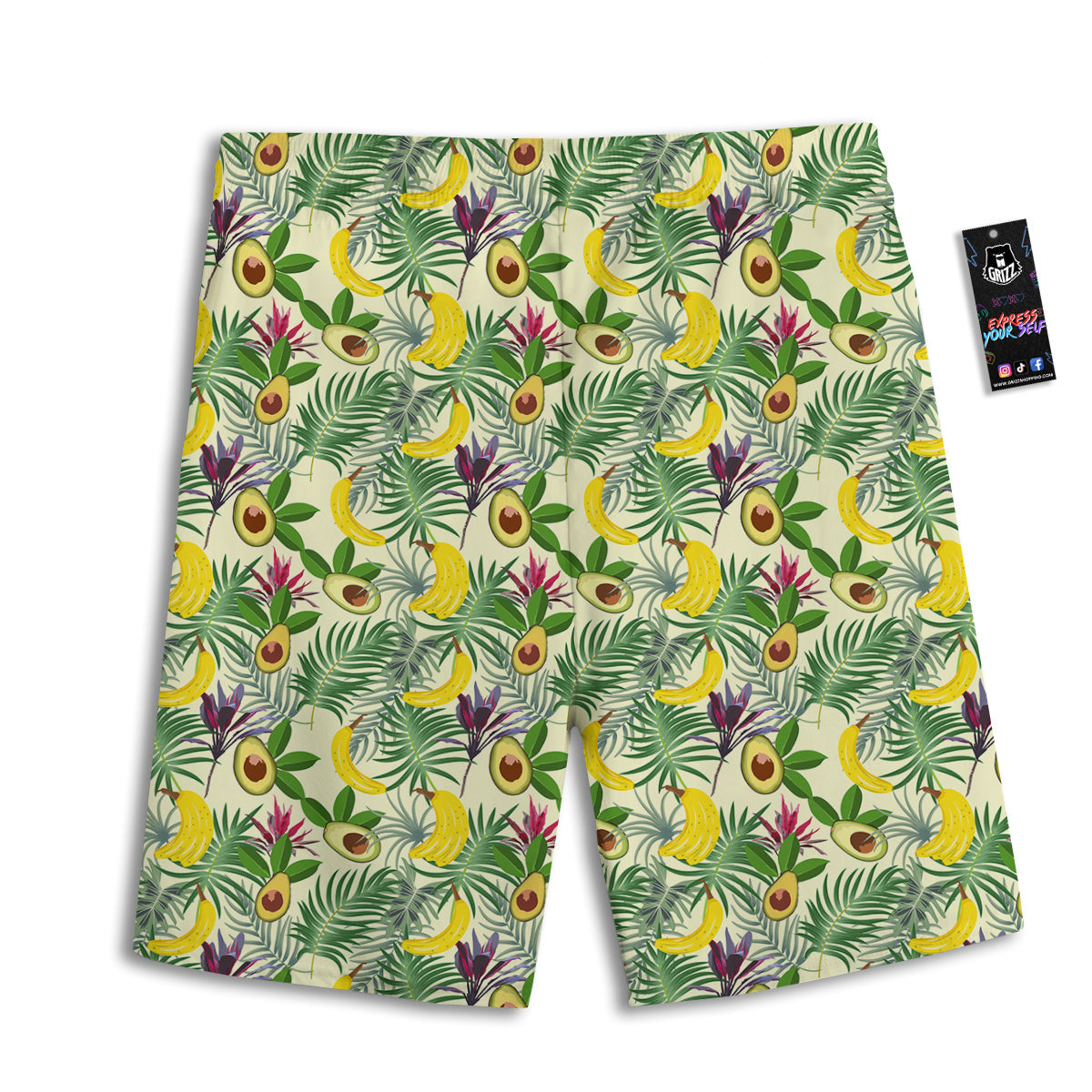 Avocado Banana Leaf Print Pattern Men's Athletic Shorts