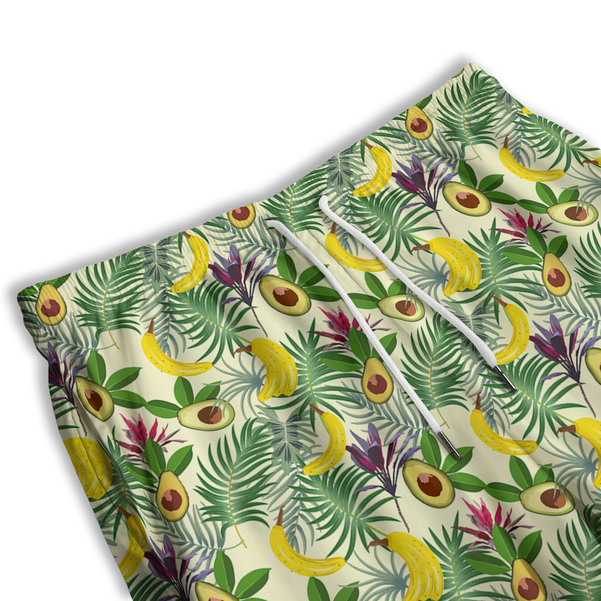 Avocado Banana Leaf Print Pattern Men's Athletic Shorts