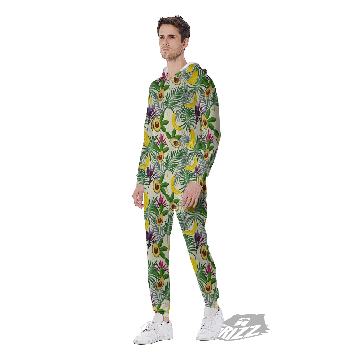 Avocado Banana Leaf Print Pattern Men's Jumpsuit-grizzshop