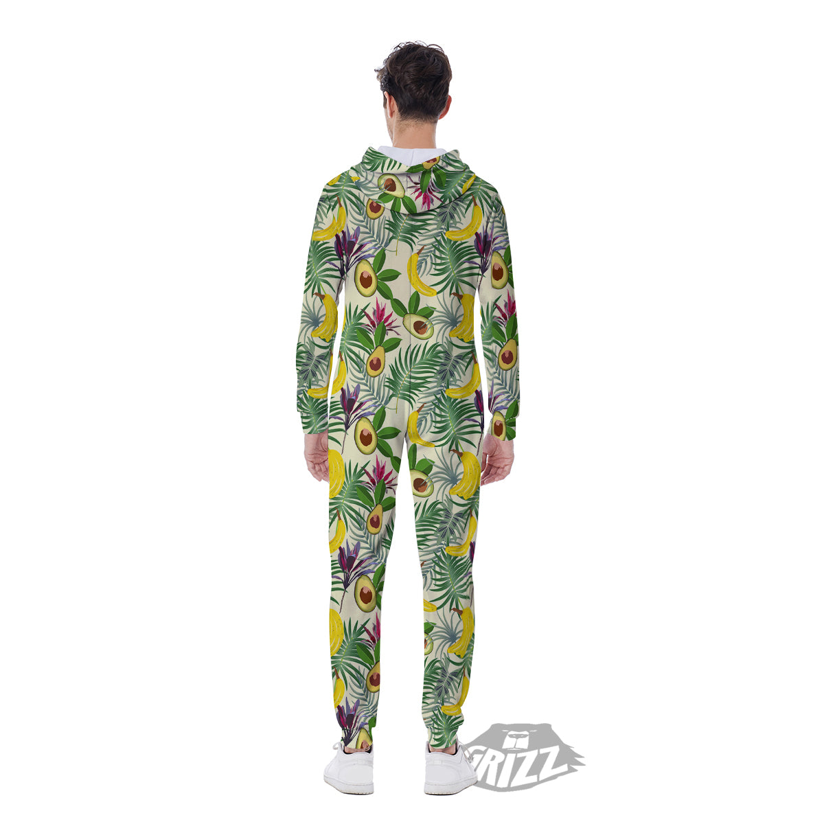Avocado Banana Leaf Print Pattern Men's Jumpsuit-grizzshop