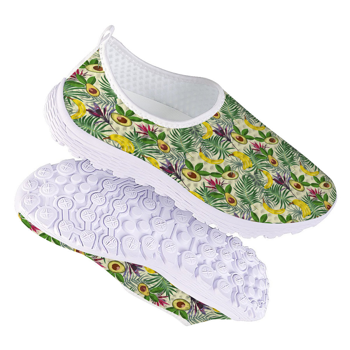 Avocado Banana Leaf Print Pattern Nurse Shoes-grizzshop