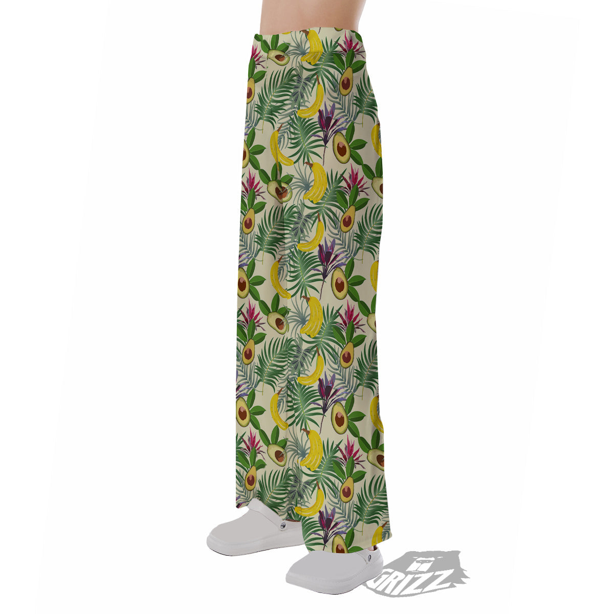 Avocado Banana Leaf Print Pattern Pajama Pants-grizzshop