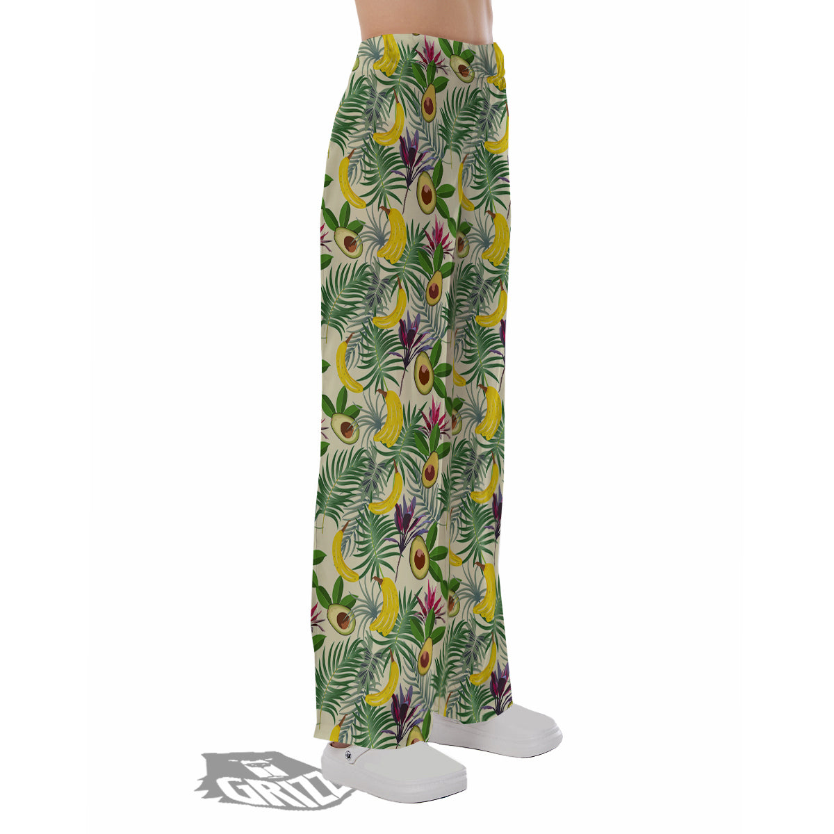 Avocado Banana Leaf Print Pattern Pajama Pants-grizzshop