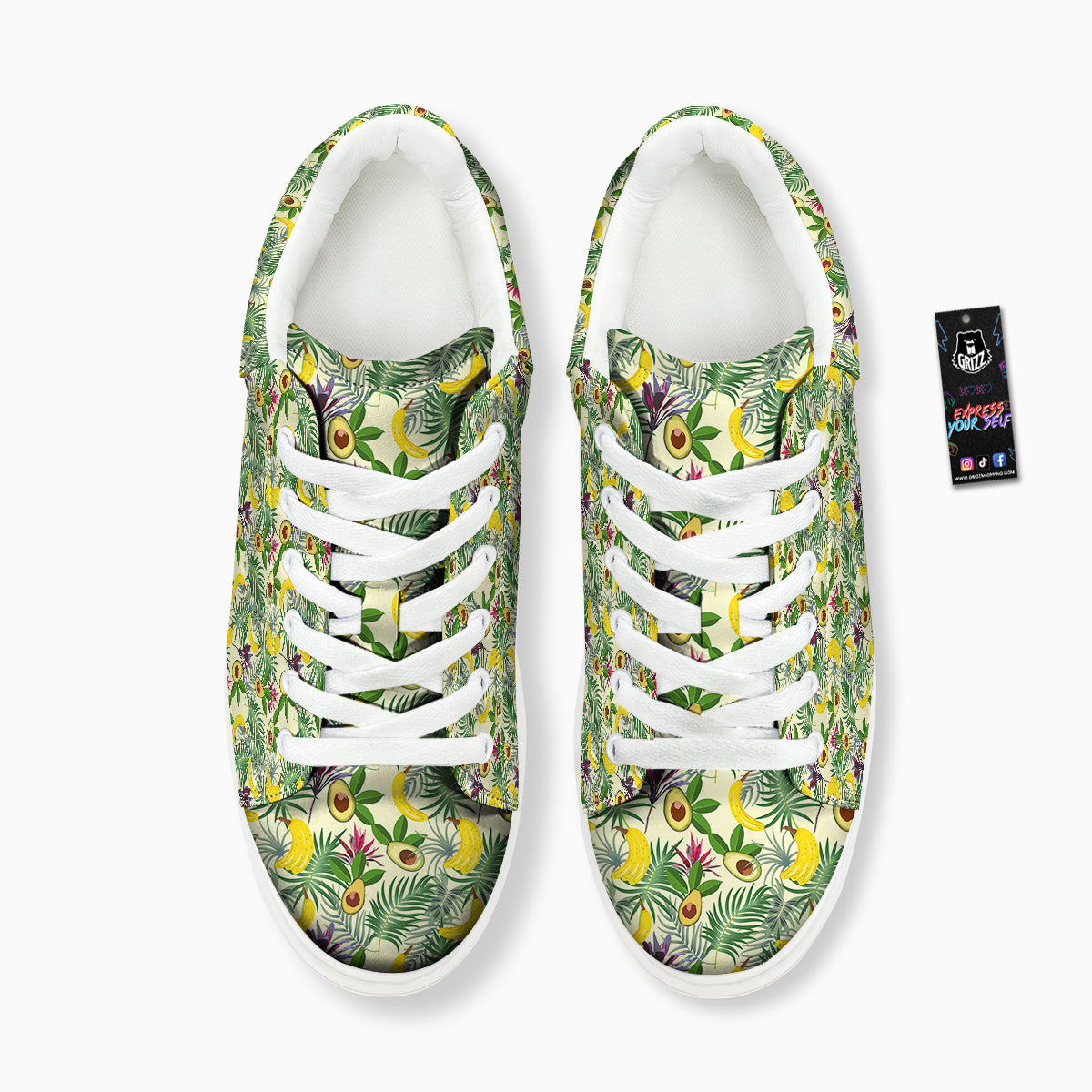 Avocado Banana Leaf Print Pattern Platform Shoes-grizzshop