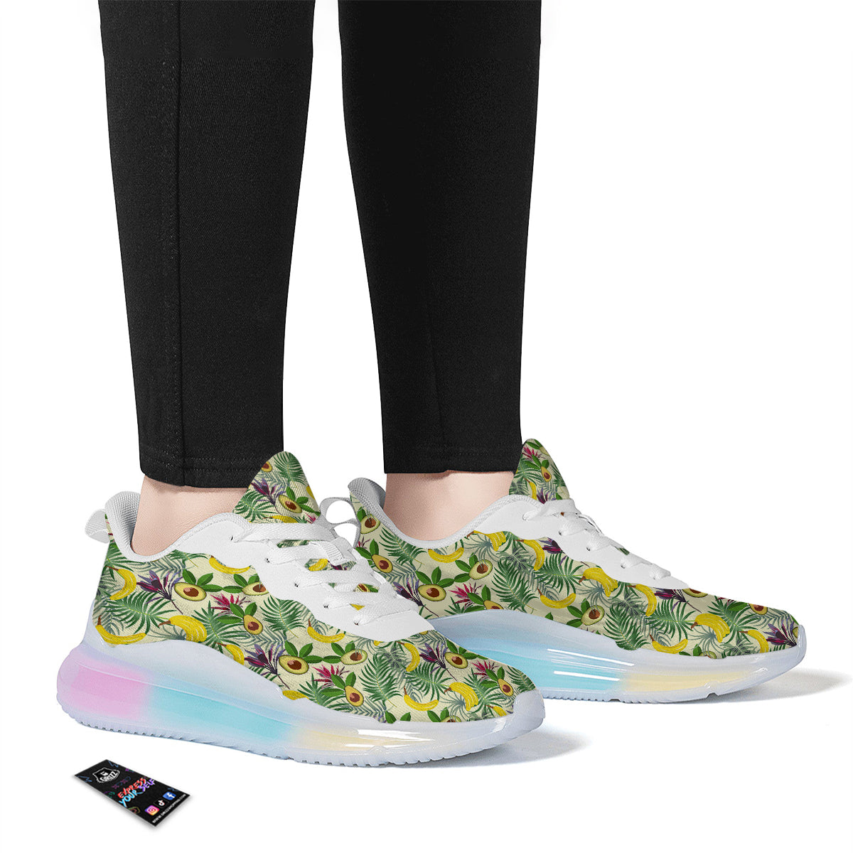 Avocado Banana Leaf Print Pattern Running Sneakers-grizzshop