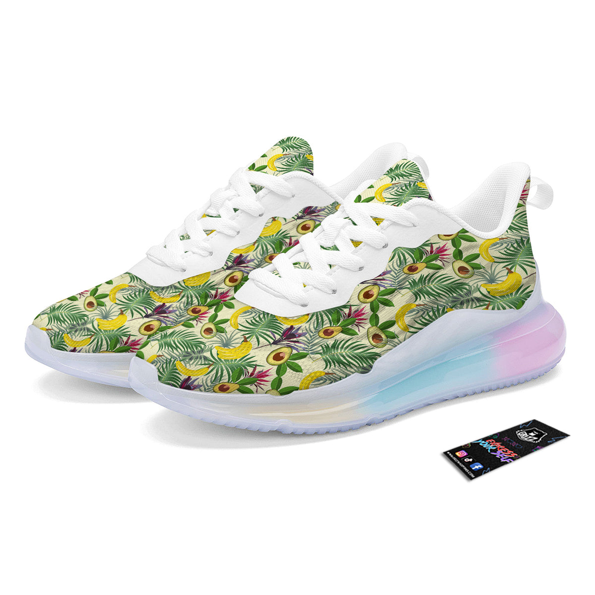 Avocado Banana Leaf Print Pattern Running Sneakers-grizzshop