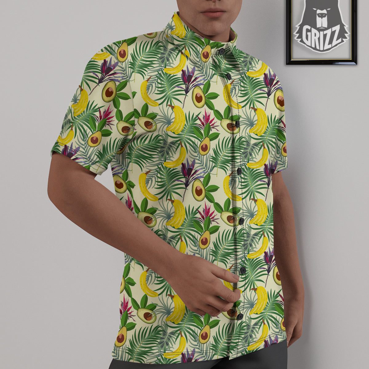 Avocado Banana Leaf Print Pattern Untucked Shirts-grizzshop