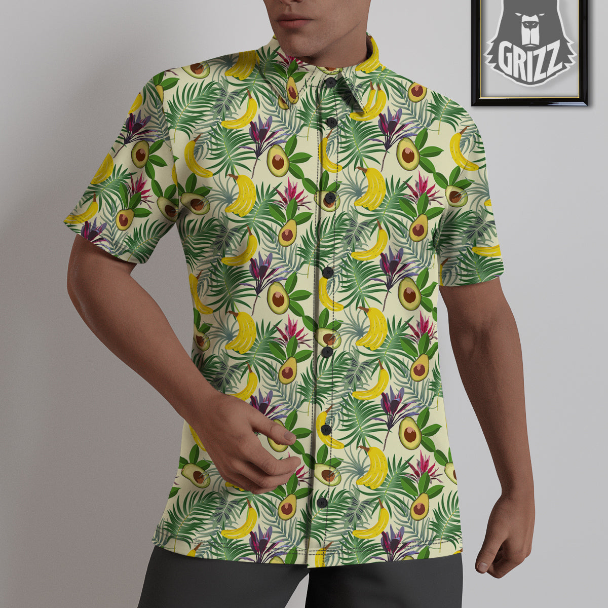 Avocado Banana Leaf Print Pattern Untucked Shirts-grizzshop