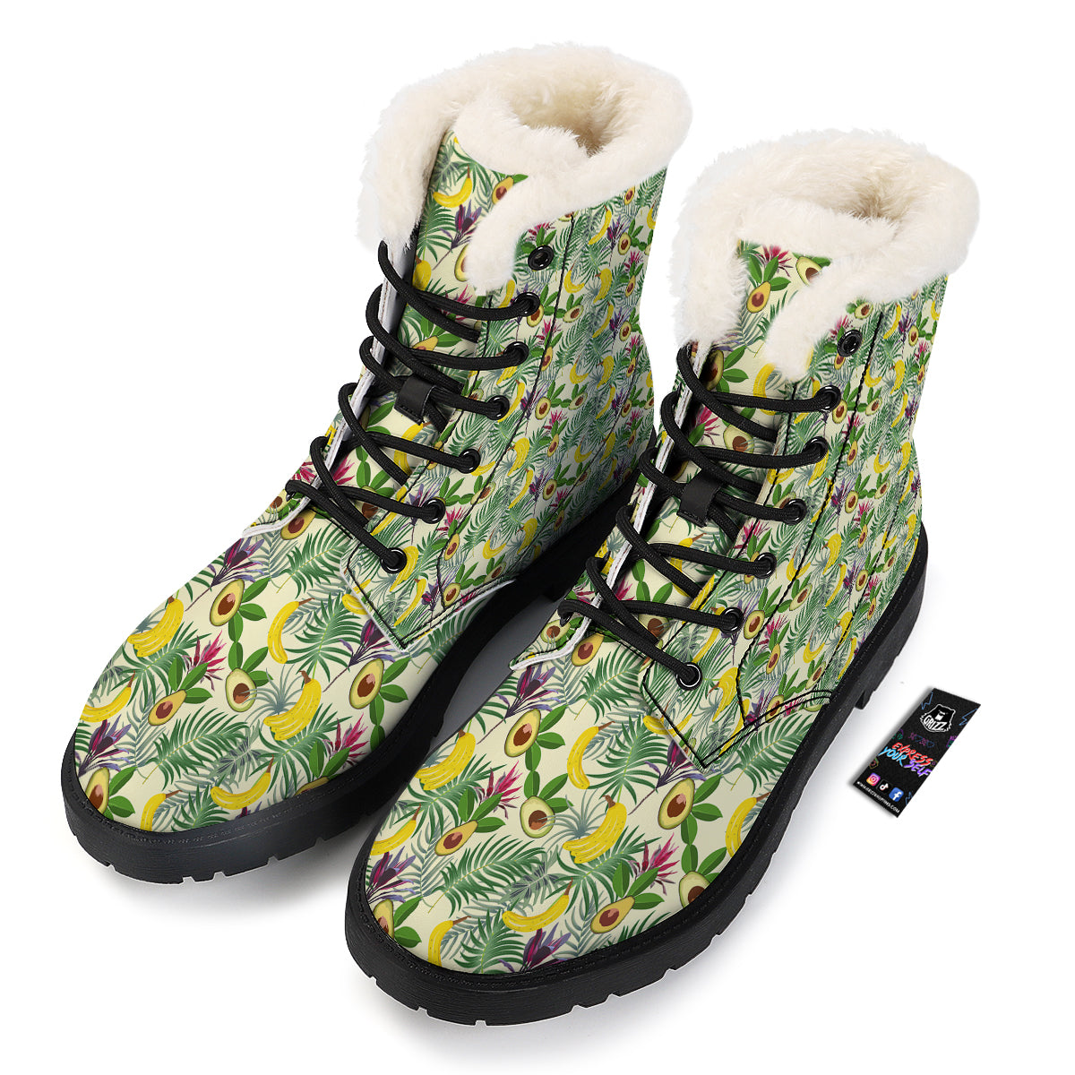 Avocado Banana Leaf Print Pattern Winter Boots-grizzshop