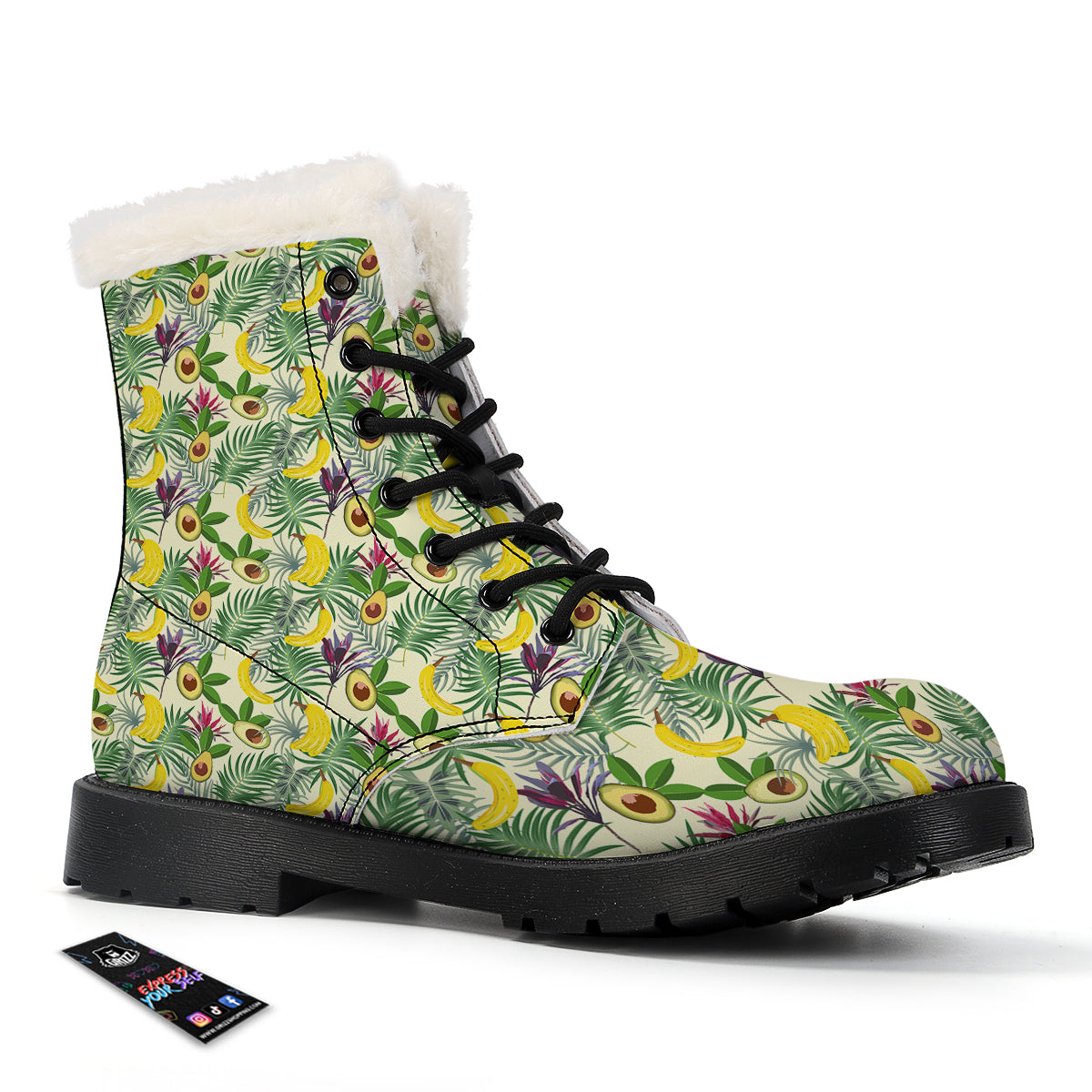 Avocado Banana Leaf Print Pattern Winter Boots-grizzshop