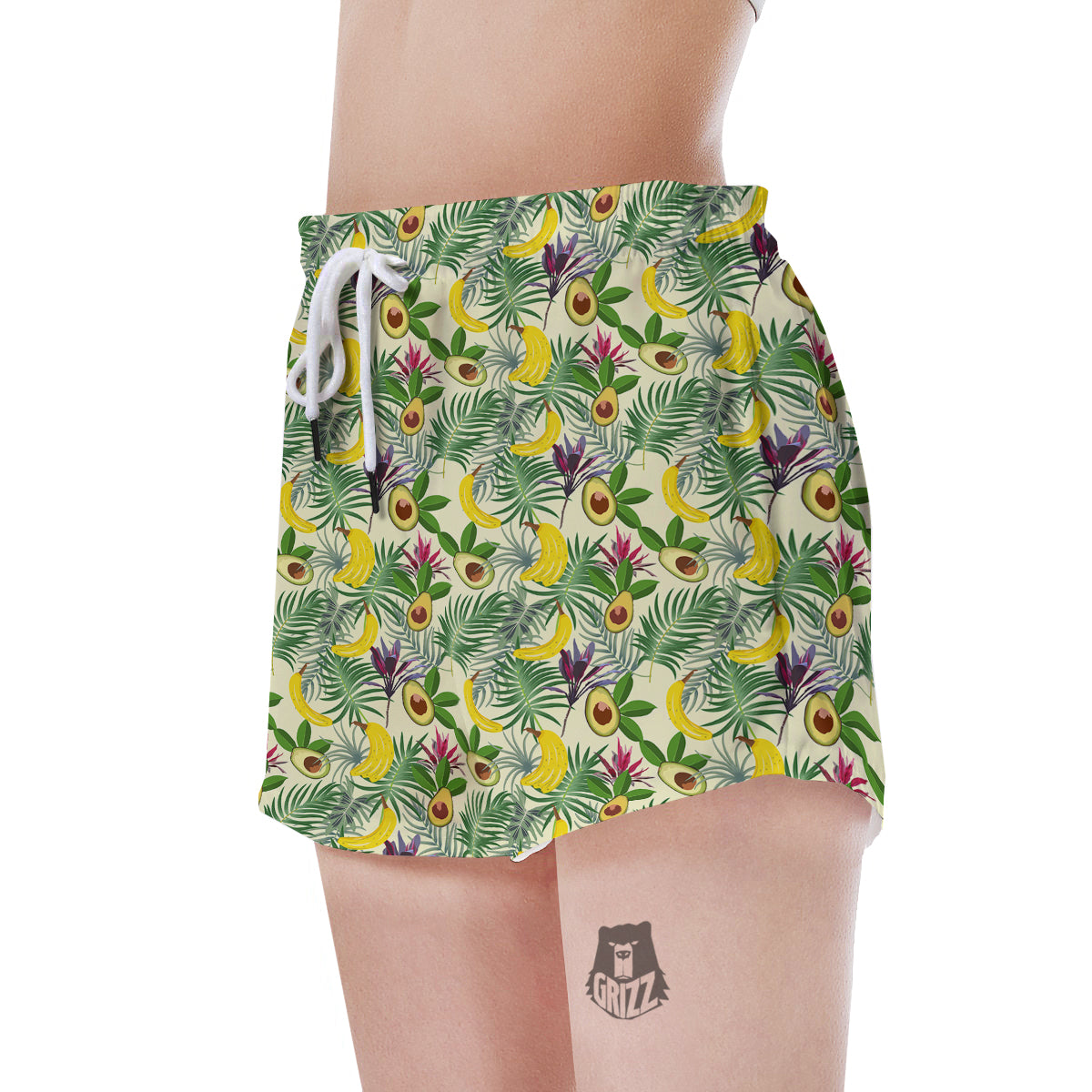 Avocado Banana Leaf Print Pattern Women's Shorts-grizzshop