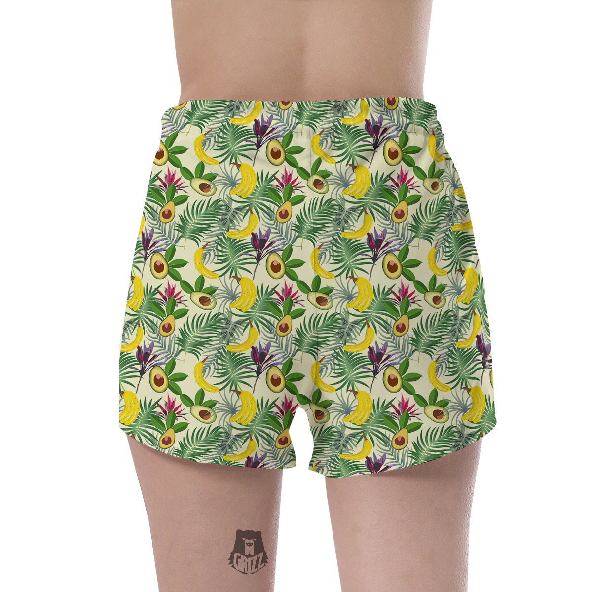Avocado Banana Leaf Print Pattern Women's Shorts-grizzshop