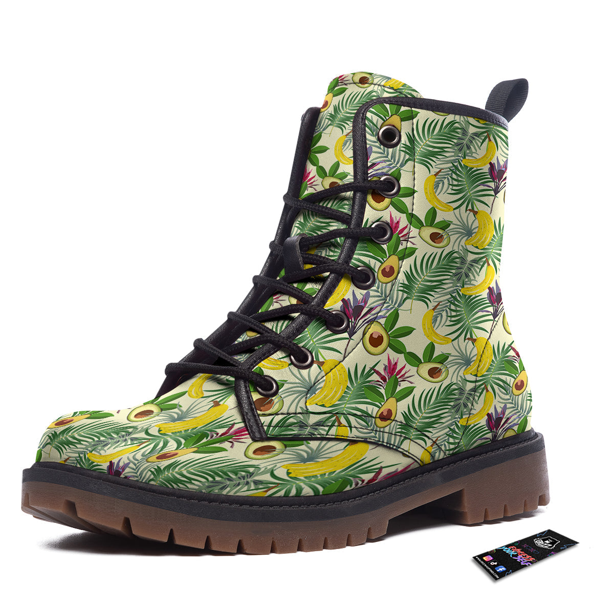 Avocado Banana Leaf Print Pattern Work Boots-grizzshop