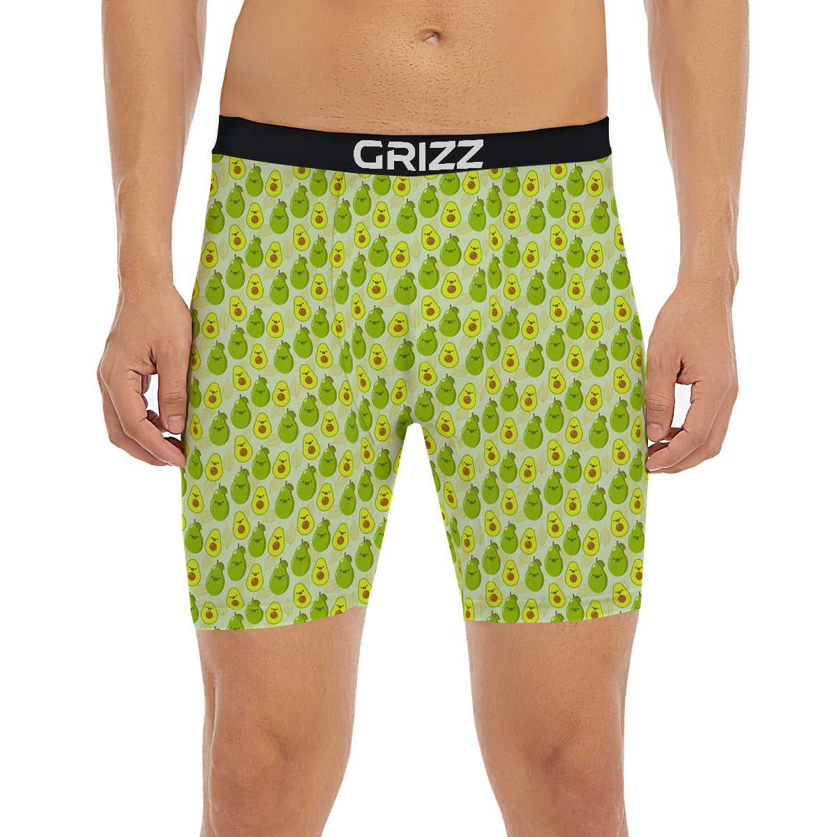 Avocado Cartoon Print Pattern Boxer Briefs-grizzshop