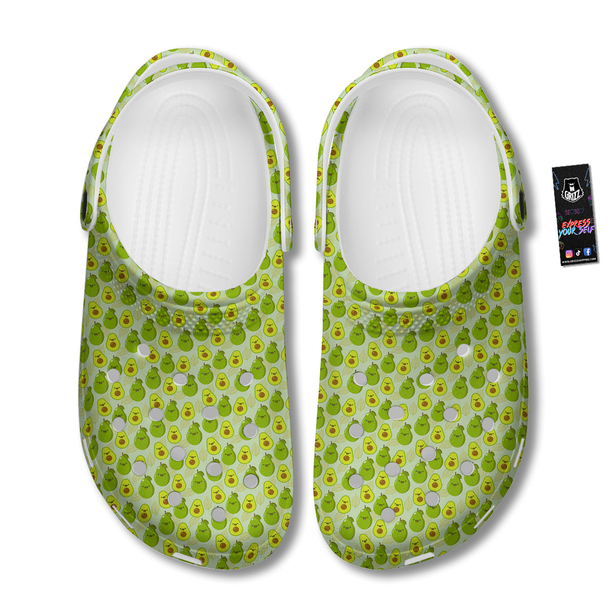 Avocado Cartoon Print Pattern Clog-grizzshop