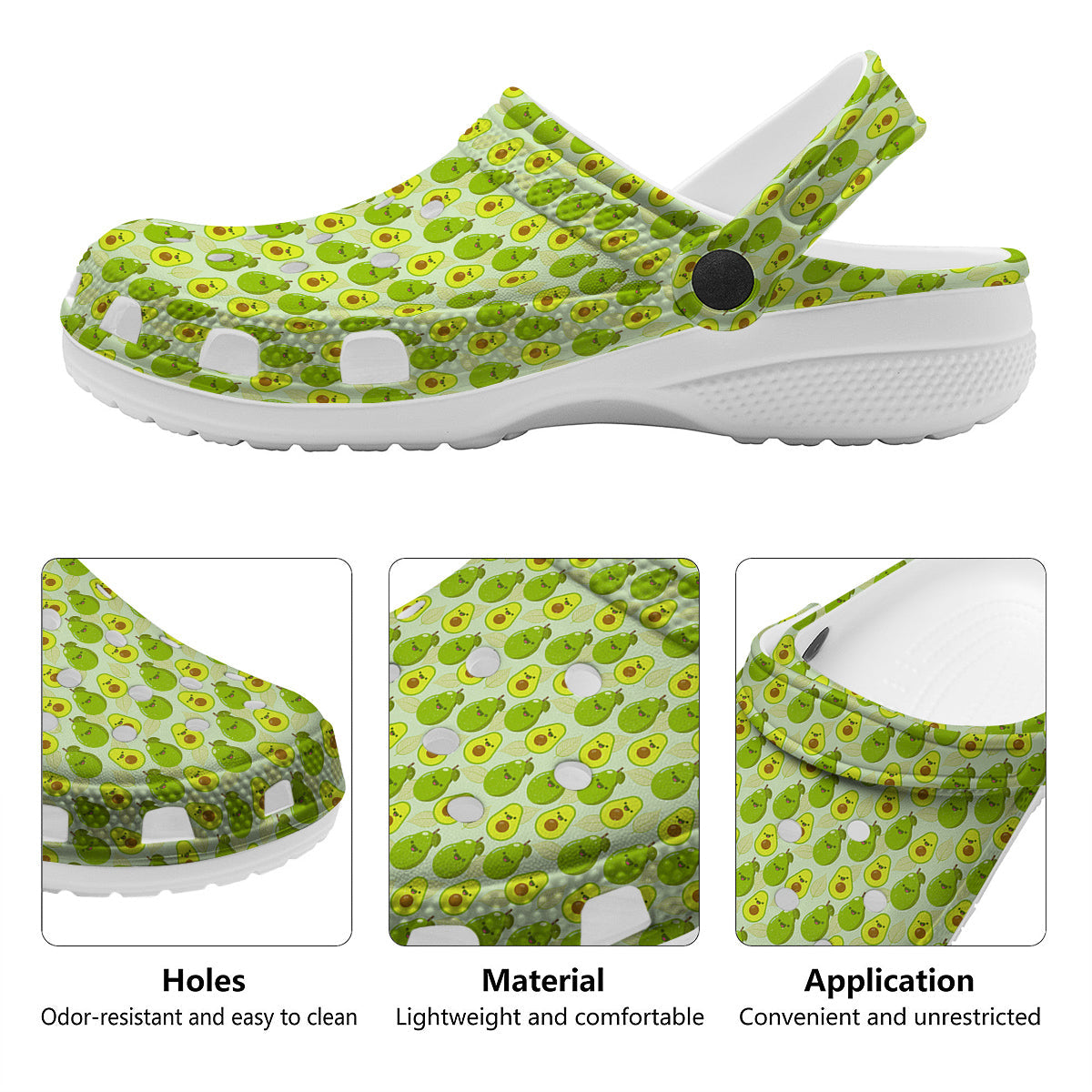 Avocado Cartoon Print Pattern Clog-grizzshop