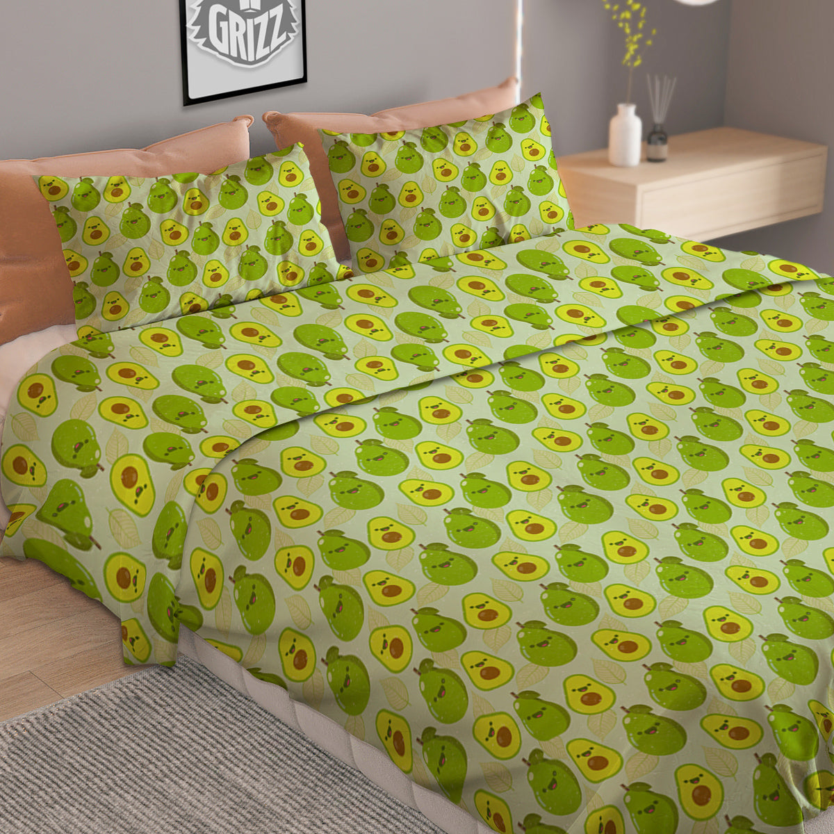 Argyle Grass Green Print Pattern Duvet Cover Bedding Set