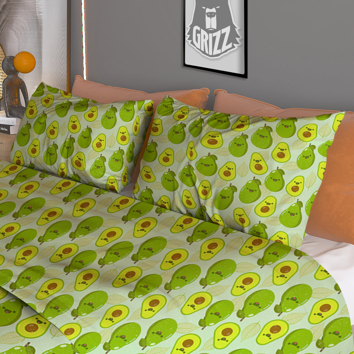 Argyle Grass Green Print Pattern Duvet Cover Bedding Set