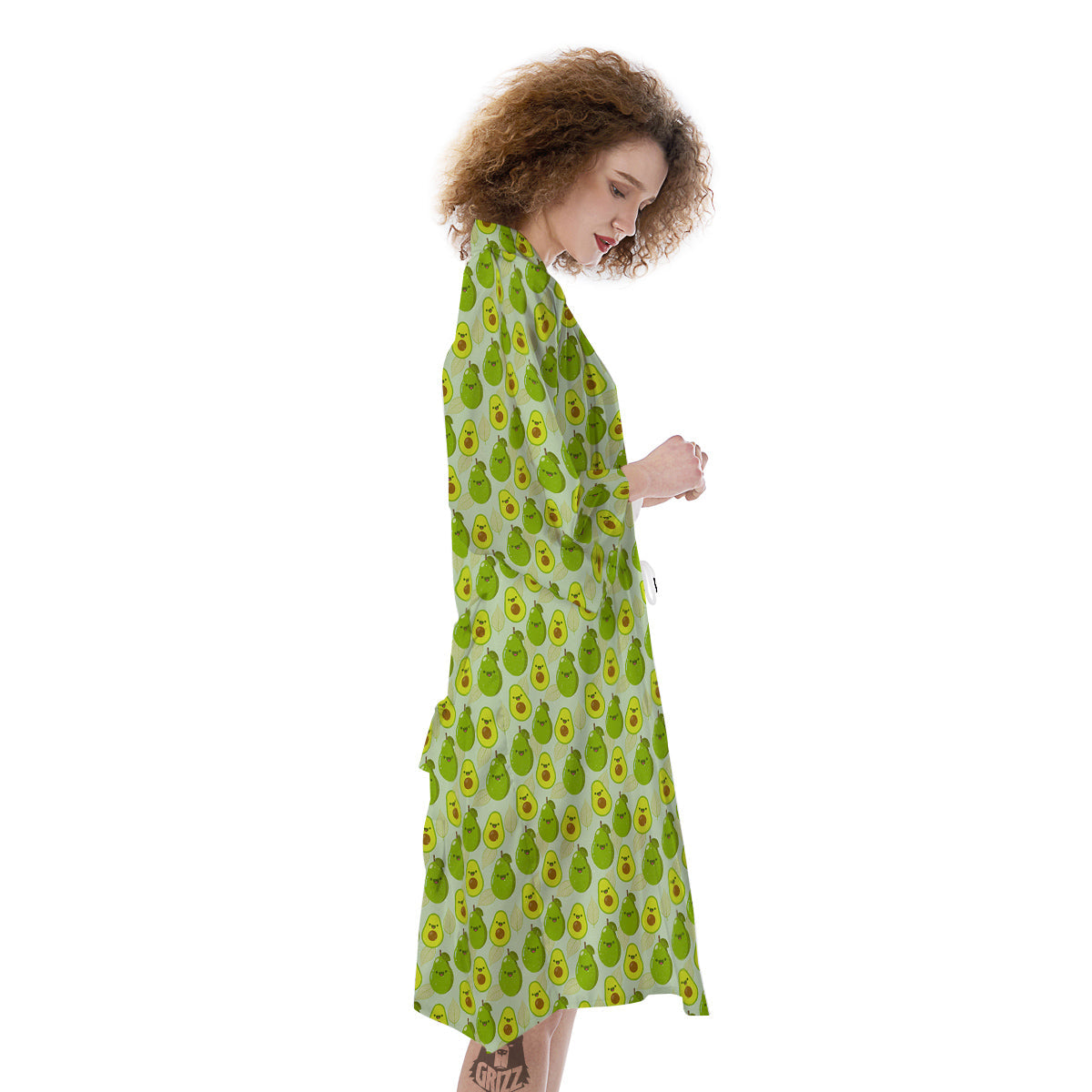 Avocado Cartoon Print Pattern Kimono-grizzshop