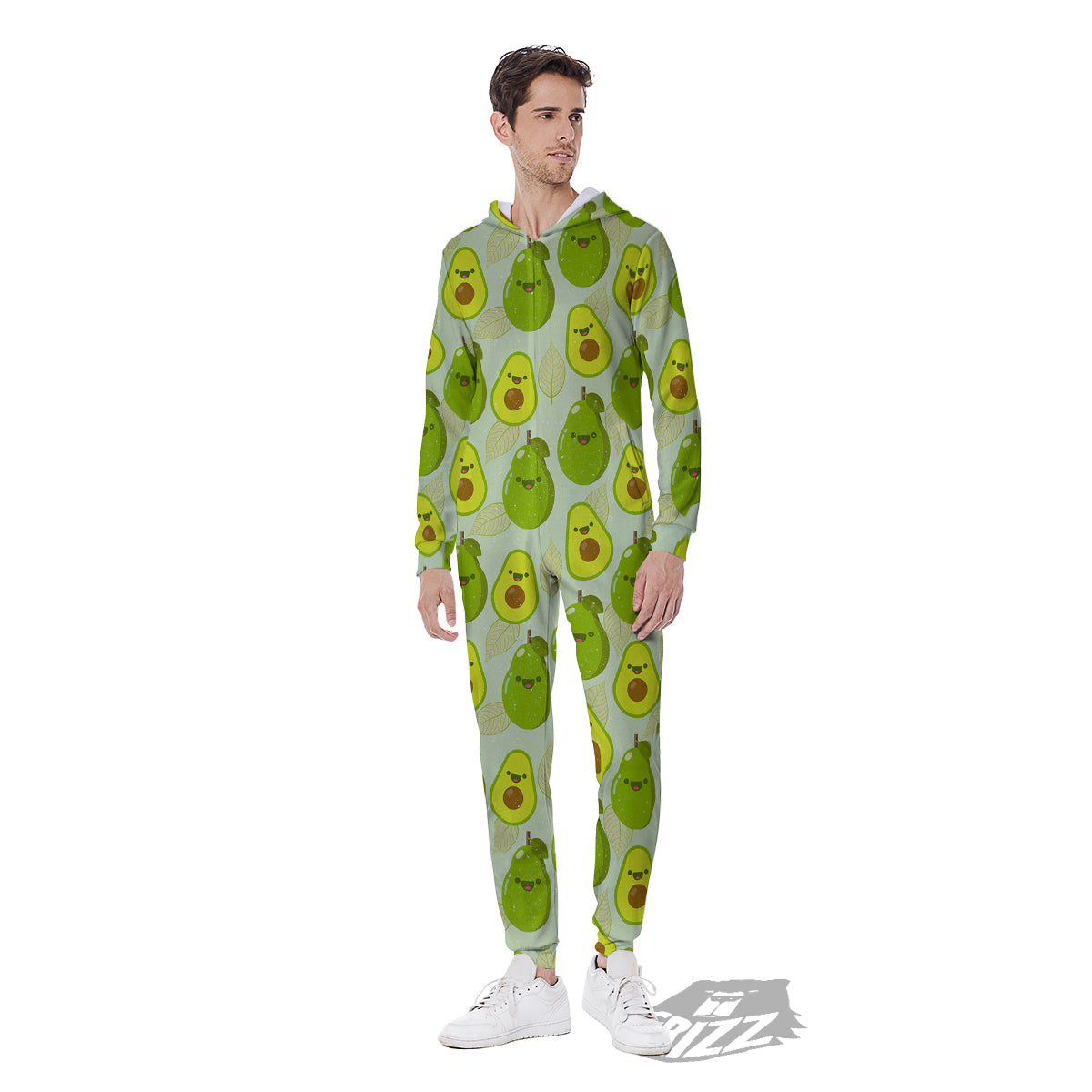 Avocado Cartoon Print Pattern Men's Jumpsuit-grizzshop