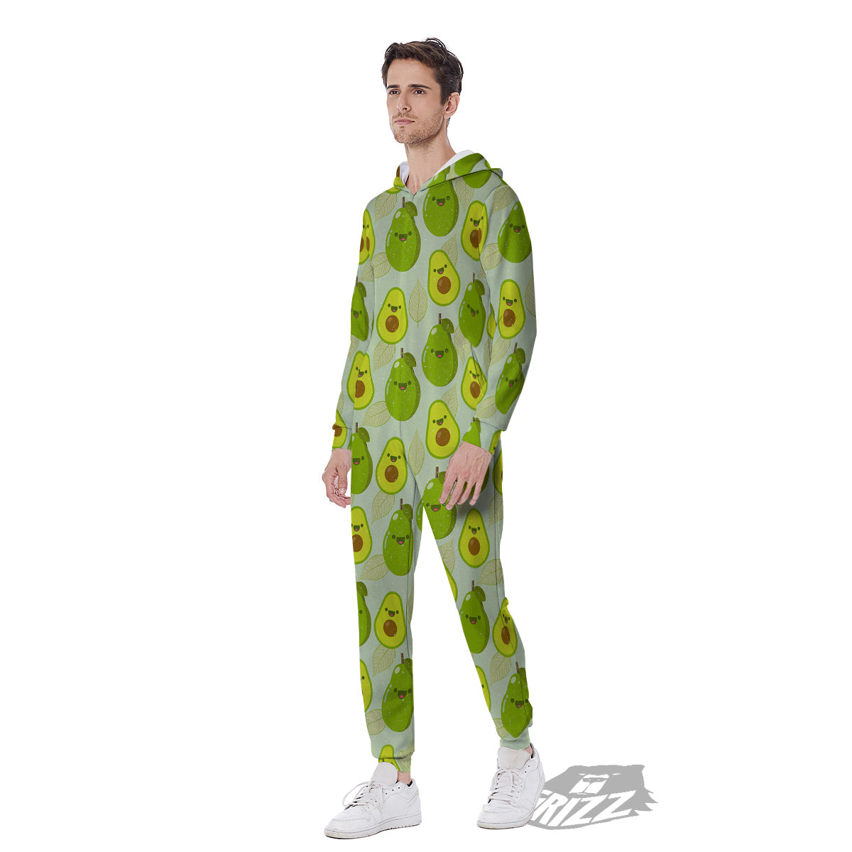 Avocado Cartoon Print Pattern Men's Jumpsuit-grizzshop