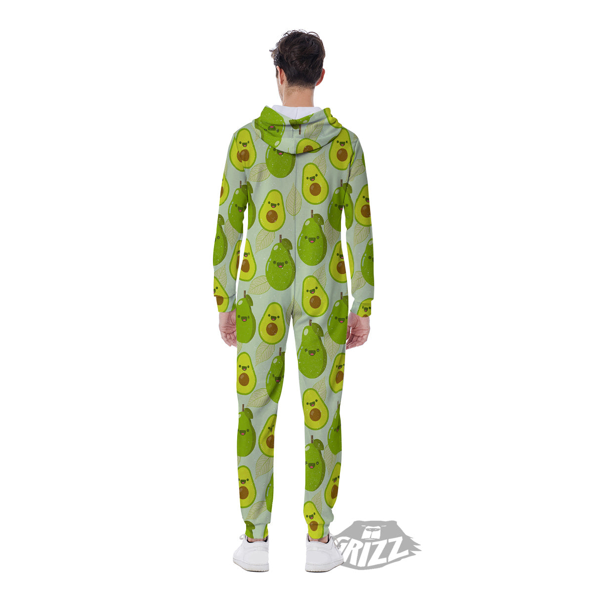 Avocado Cartoon Print Pattern Men's Jumpsuit-grizzshop
