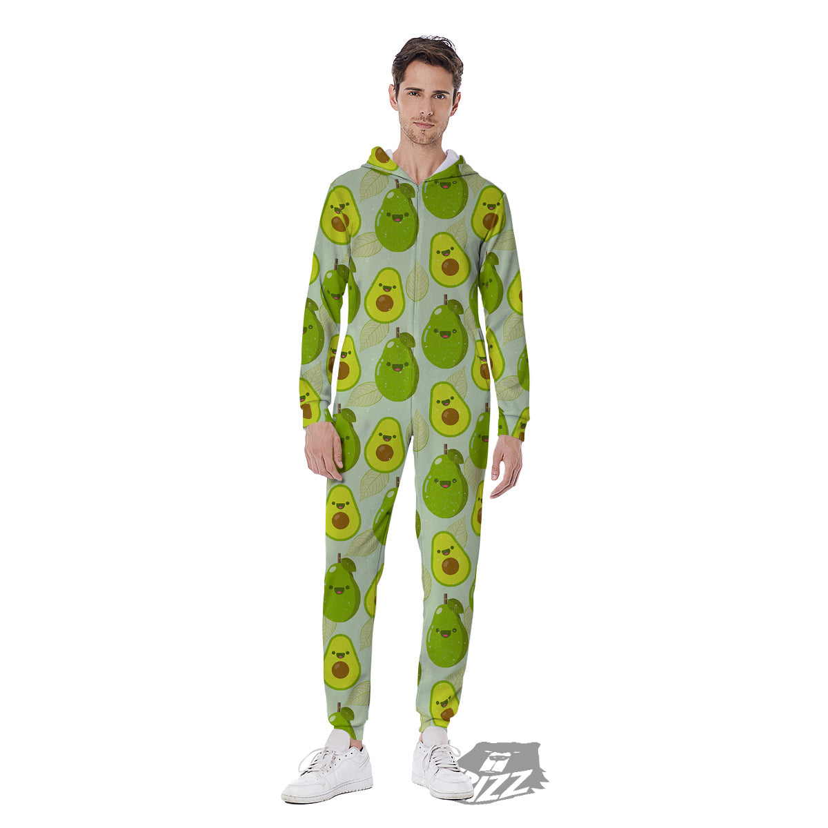 Avocado Cartoon Print Pattern Men's Jumpsuit-grizzshop