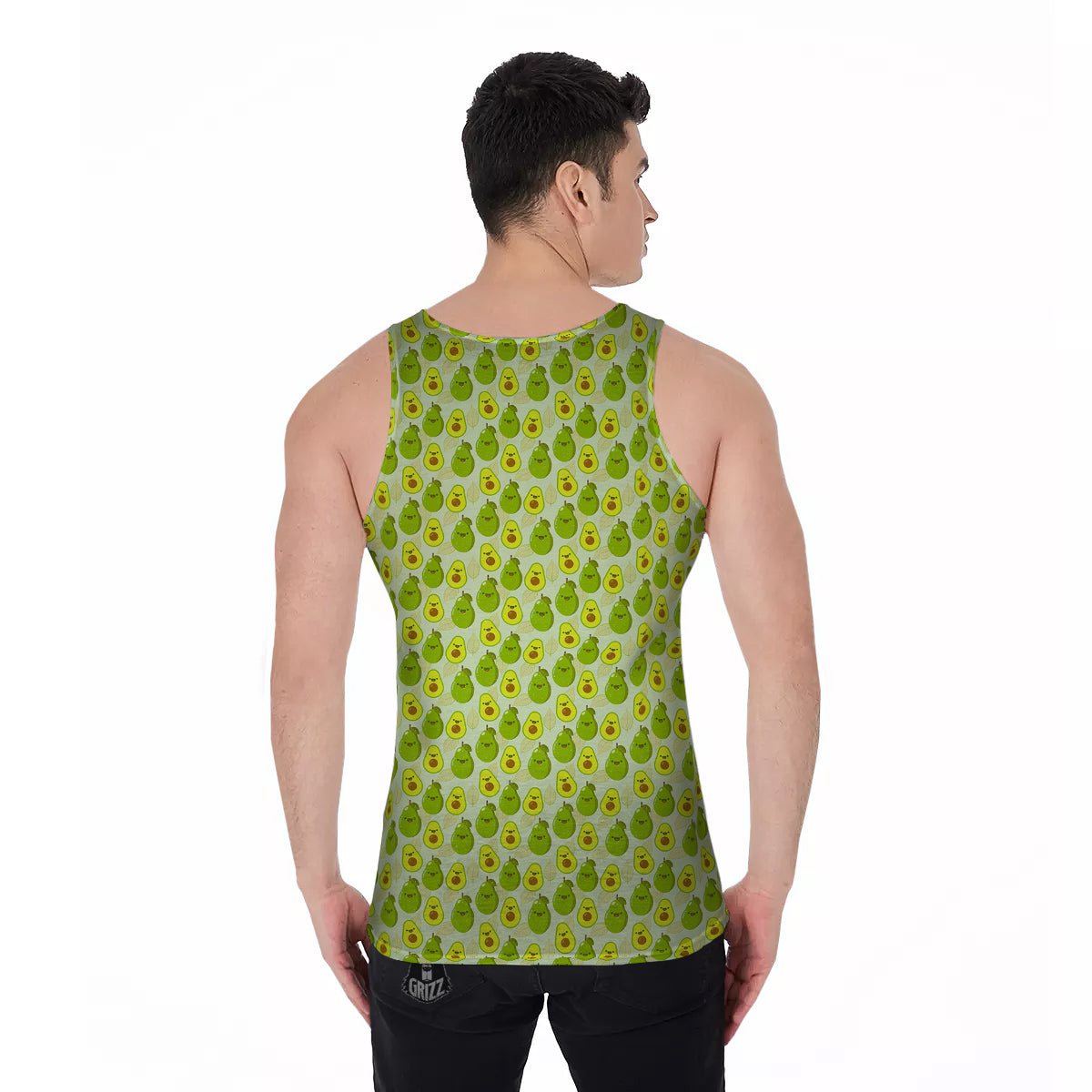 Avocado Cartoon Print Pattern Men's Tank Top-grizzshop