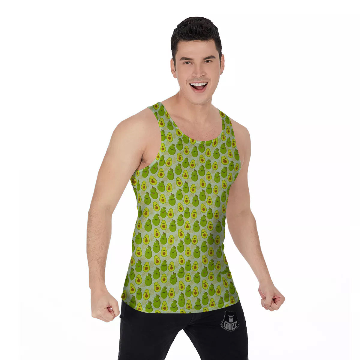 Avocado Cartoon Print Pattern Men's Tank Top-grizzshop