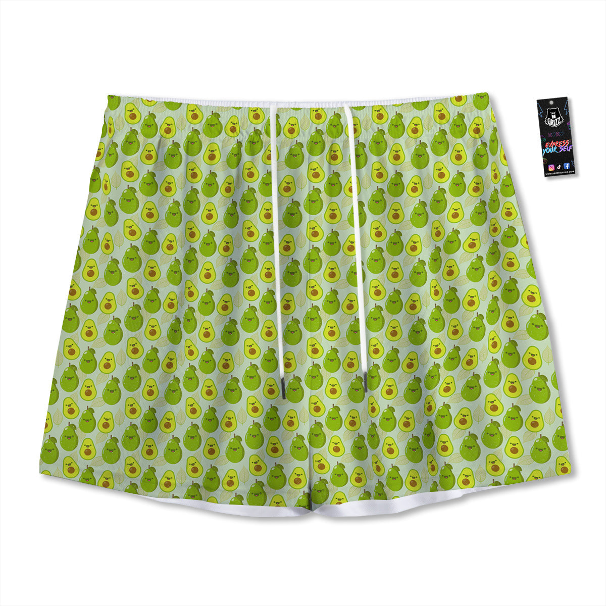 Argyle Grass Green Print Pattern Mesh Shorts