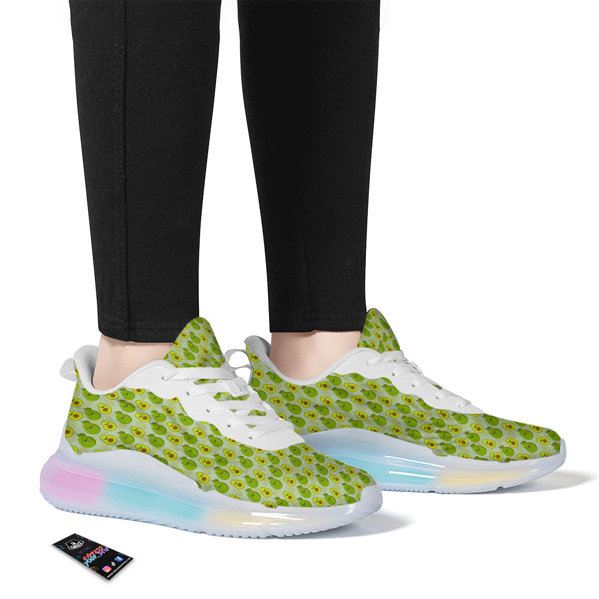 Avocado Cartoon Print Pattern Running Sneakers-grizzshop