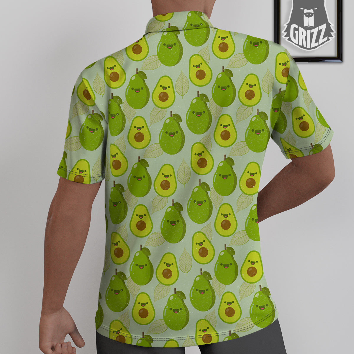Avocado Cartoon Print Pattern Untucked Shirts-grizzshop