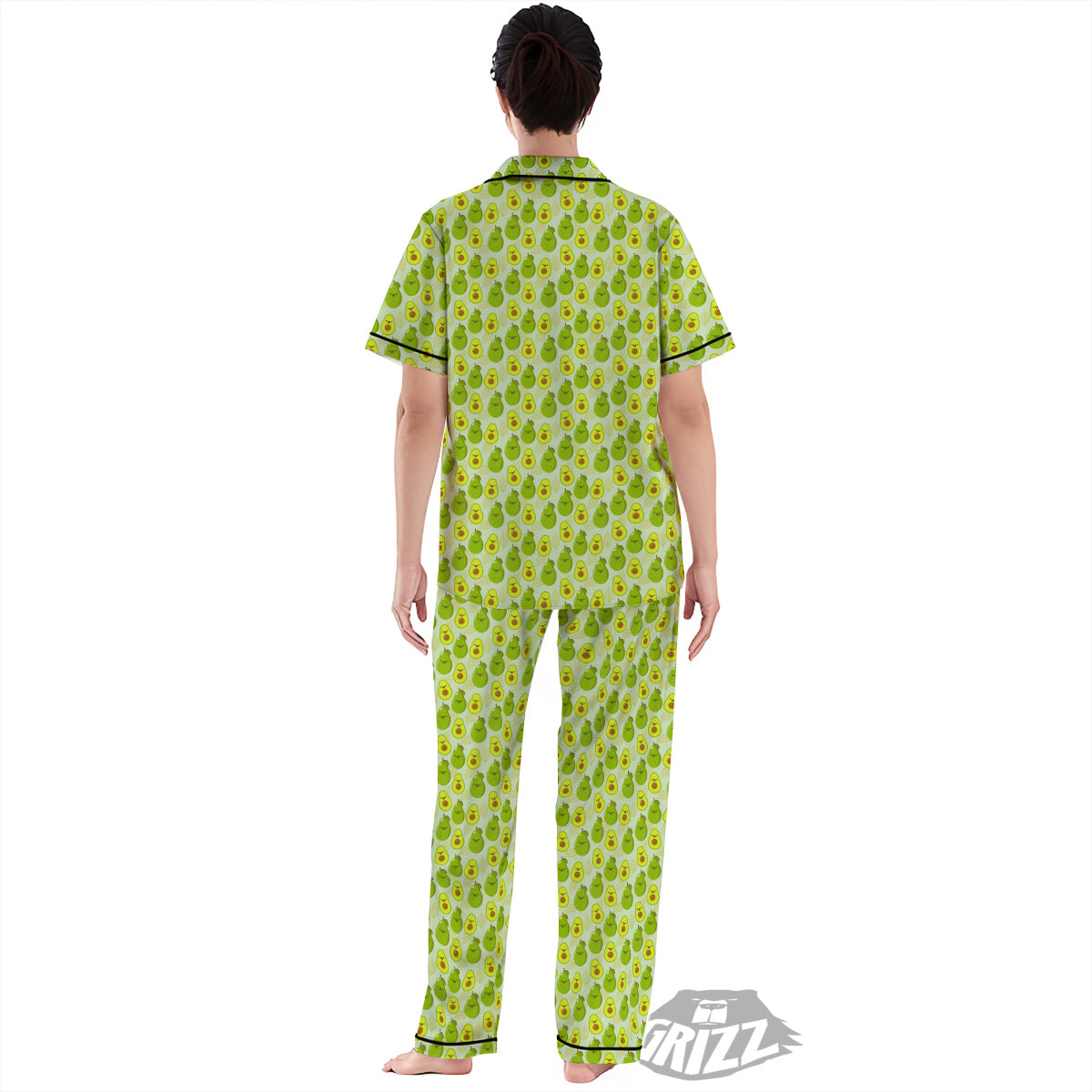 Avocado Cartoon Print Pattern Women's Pajamas Set-grizzshop