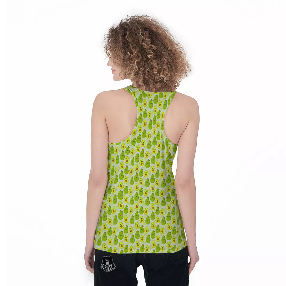 Avocado Cartoon Print Pattern Women's Racerback Tank Top-grizzshop