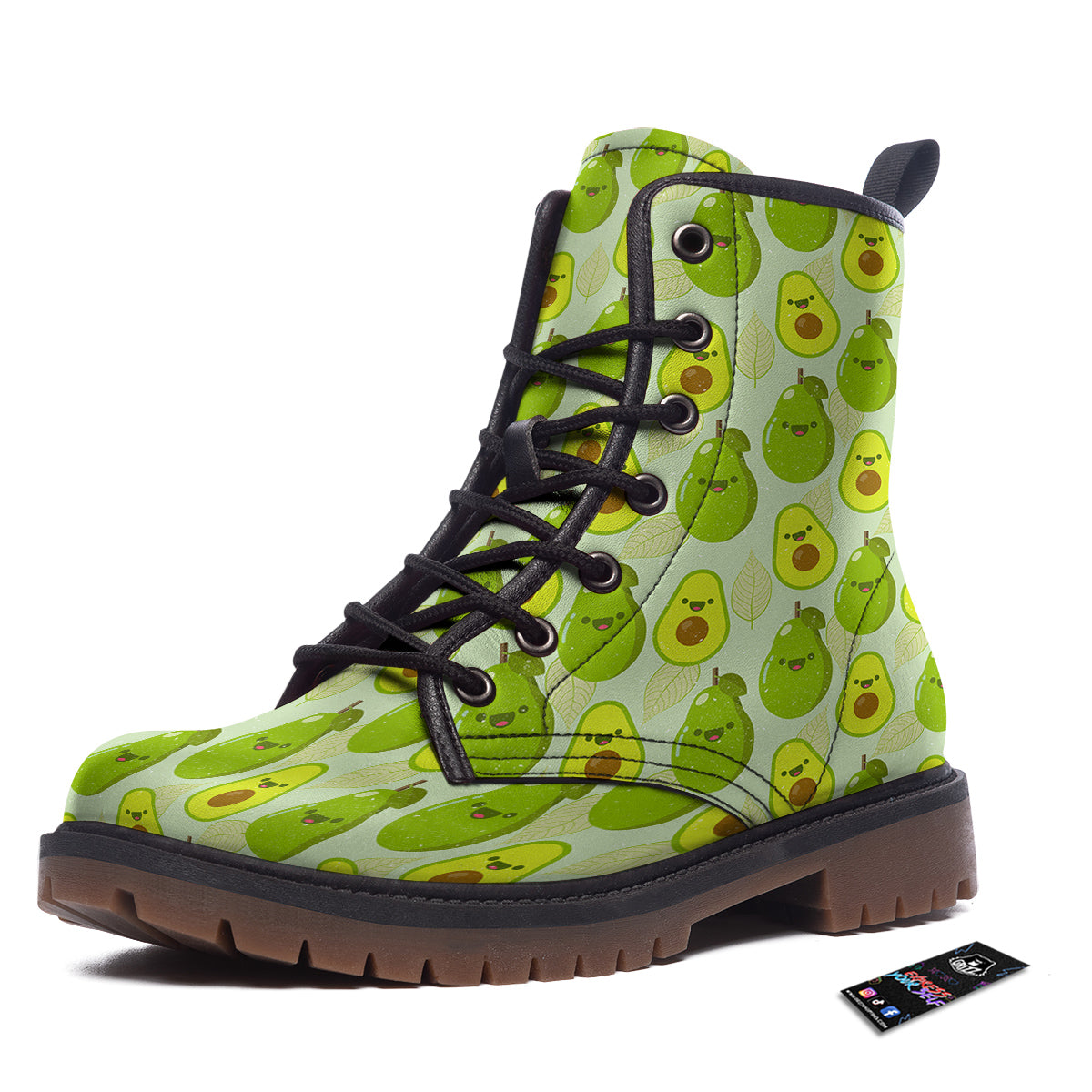 Avocado Cartoon Print Pattern Work Boots-grizzshop
