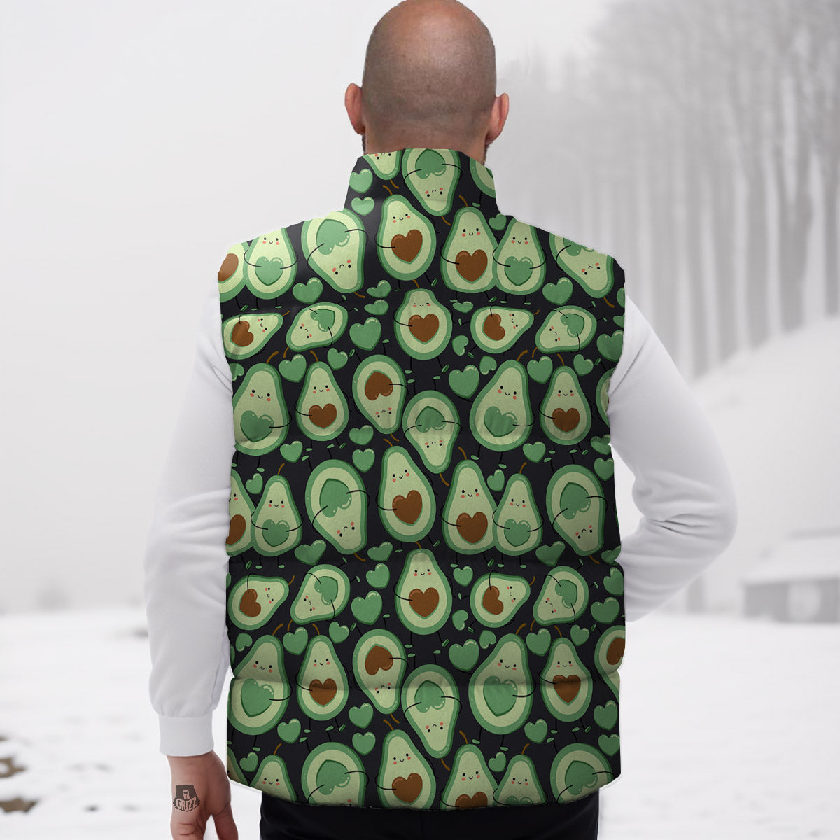 Avocado Cute Print Pattern Down Vest