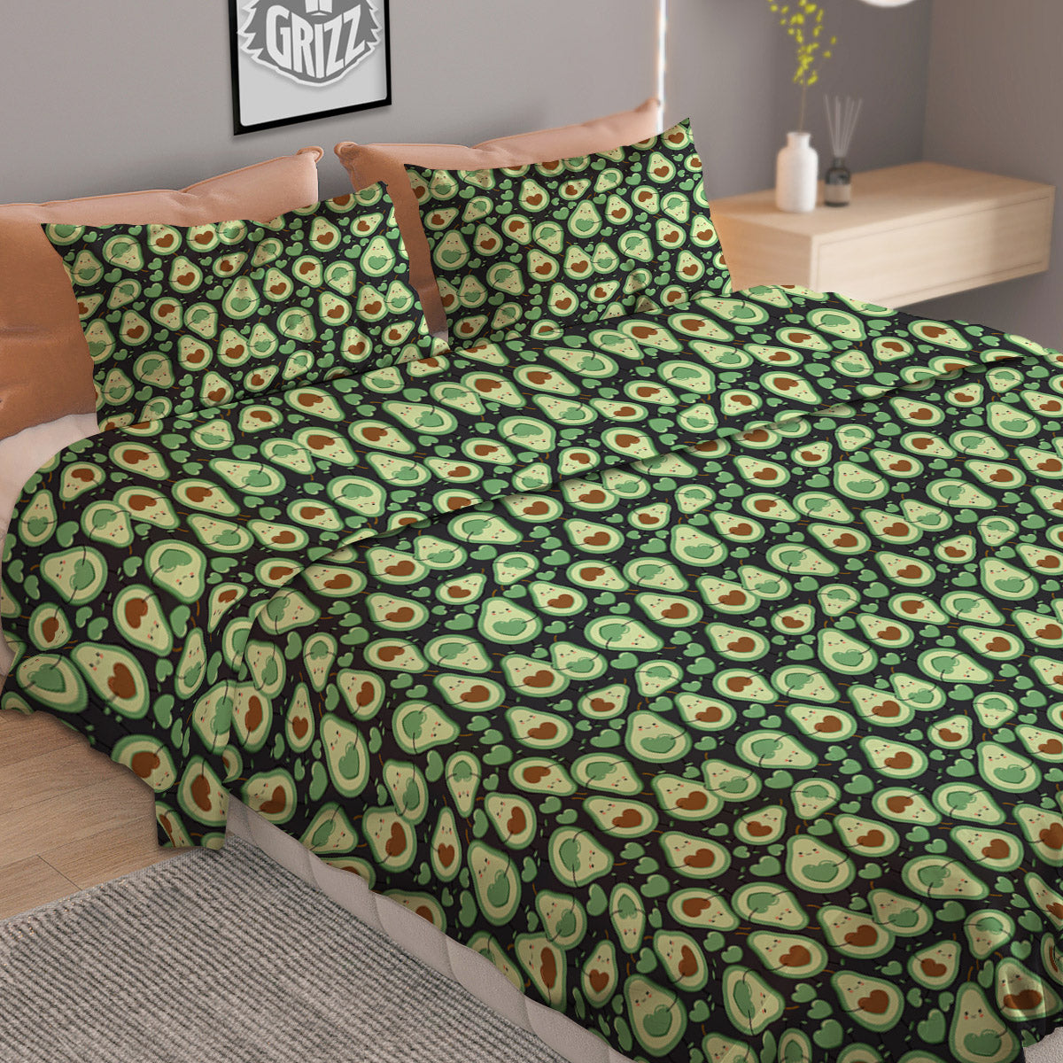 Argyle Green Print Pattern Duvet Cover Bedding Set