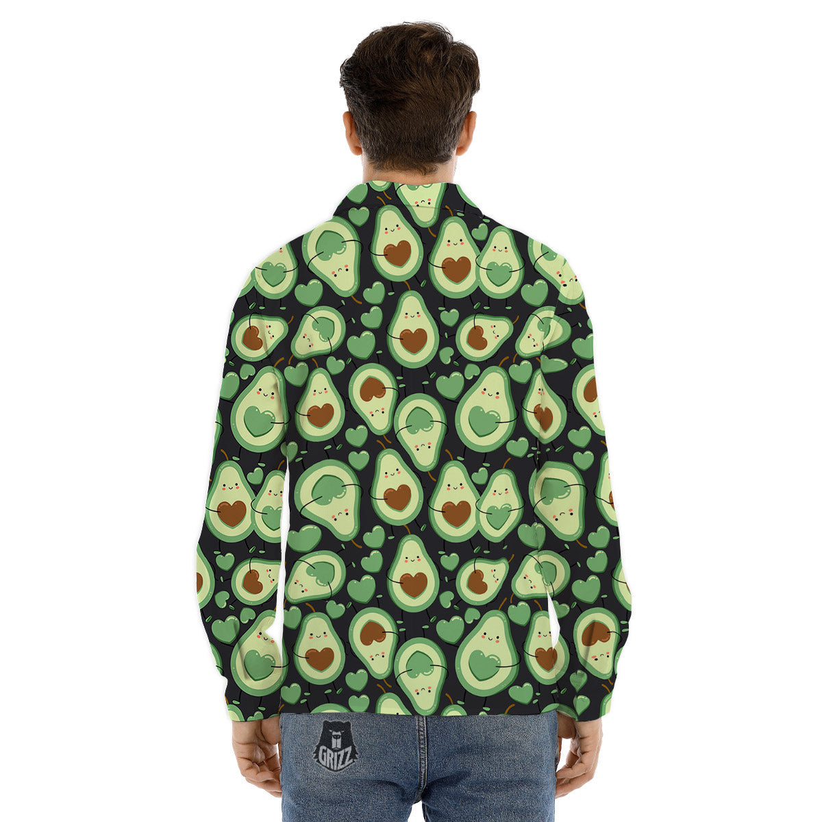 Avocado Cute Print Pattern Men's Dress Shirts-grizzshop