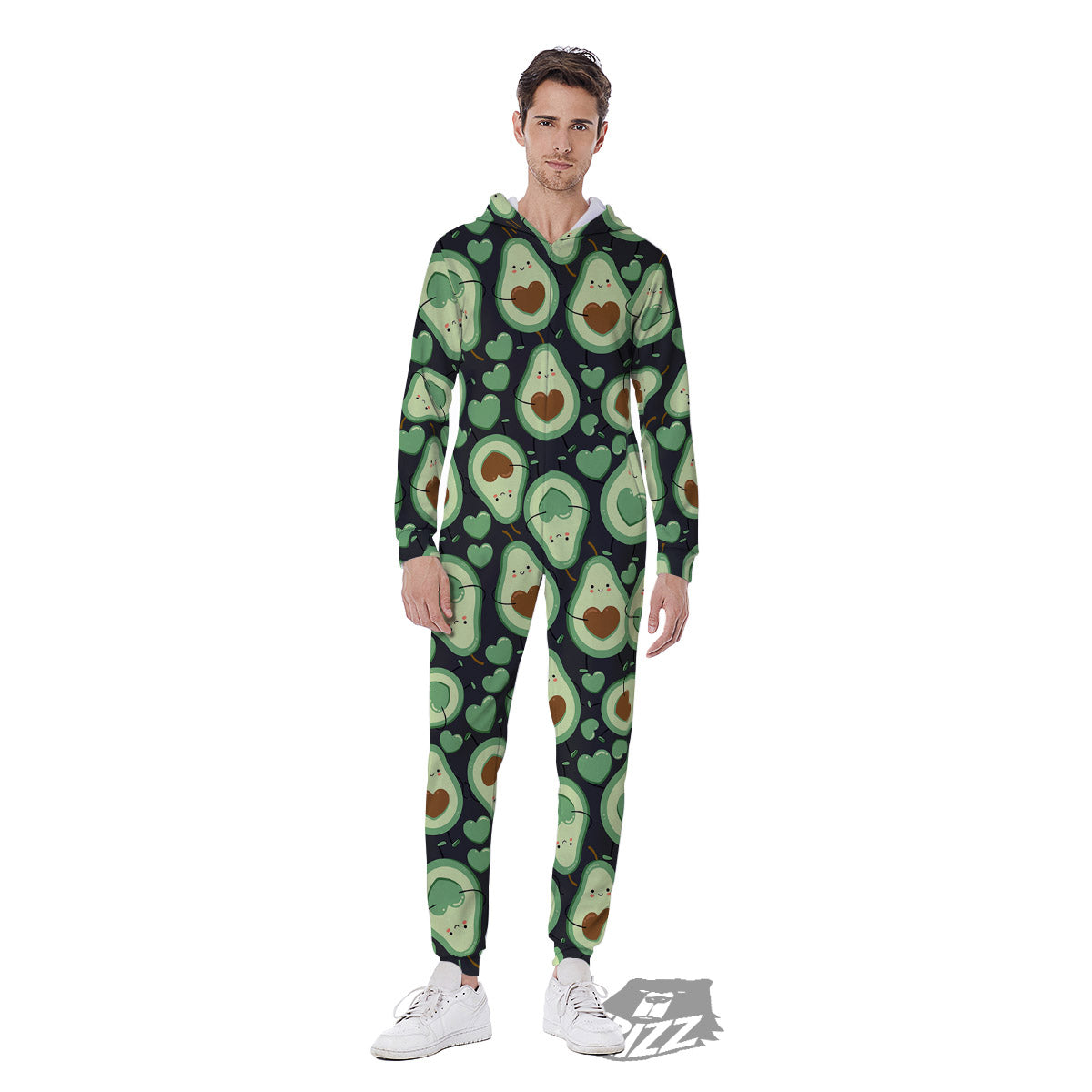 Avocado Cute Print Pattern Men's Jumpsuit-grizzshop