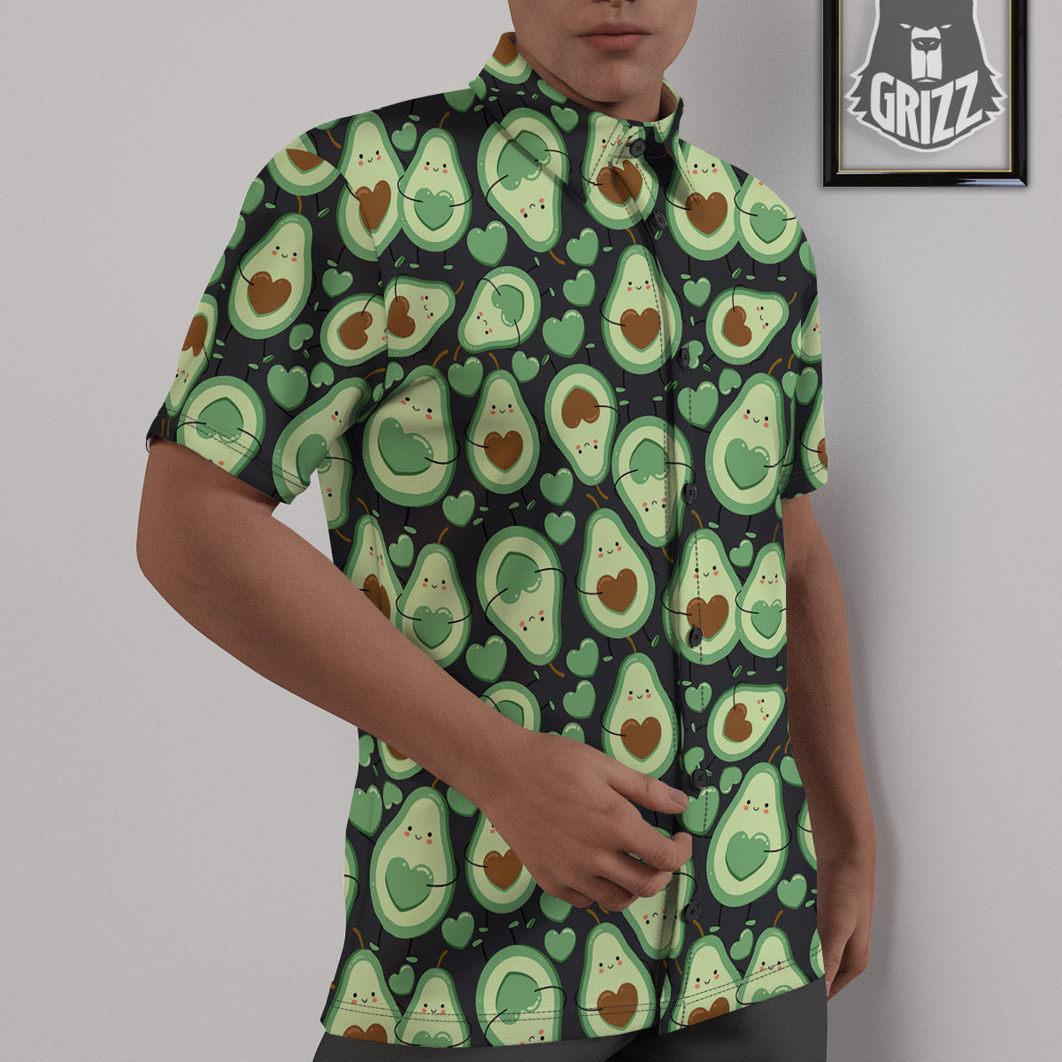 Avocado Cute Print Pattern Untucked Shirts-grizzshop