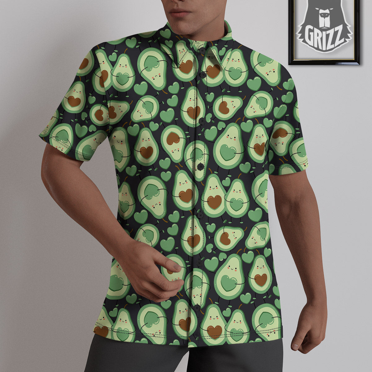 Avocado Cute Print Pattern Untucked Shirts-grizzshop
