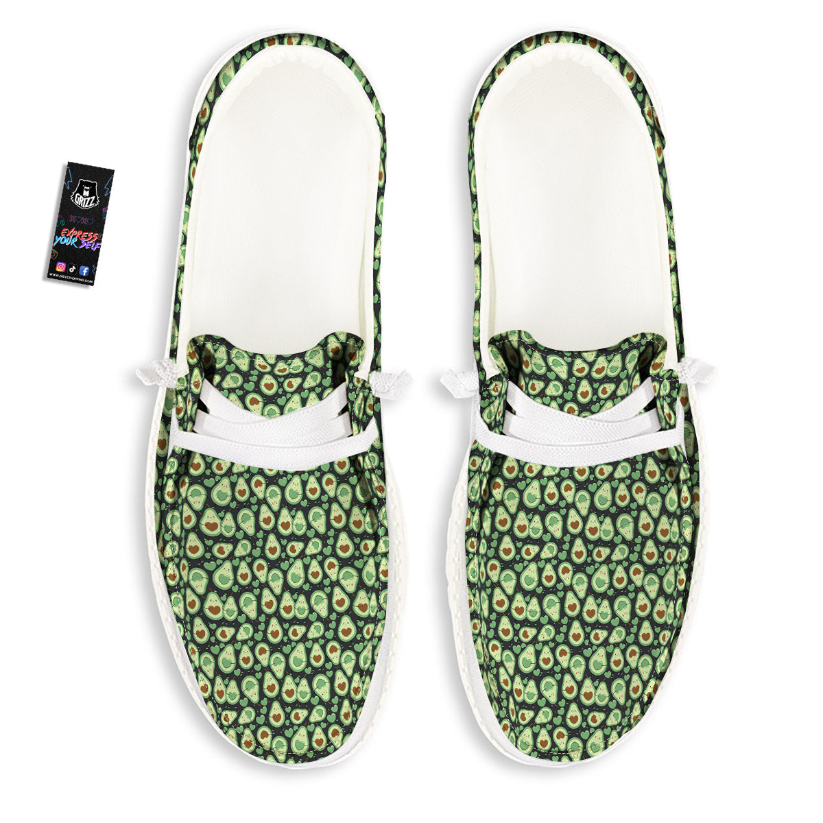Avocado Cute Print Pattern White Loafers-grizzshop