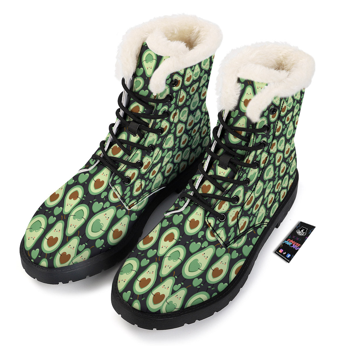 Avocado Cute Print Pattern Winter Boots-grizzshop