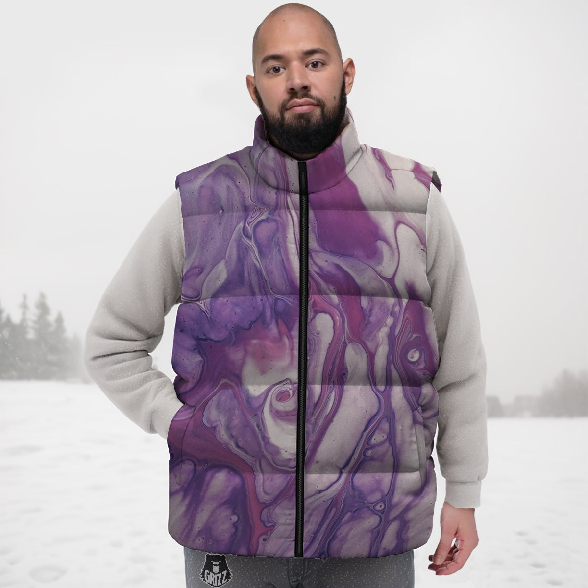 Avocado Floral Palm Leaves Pattern Print Down Vest