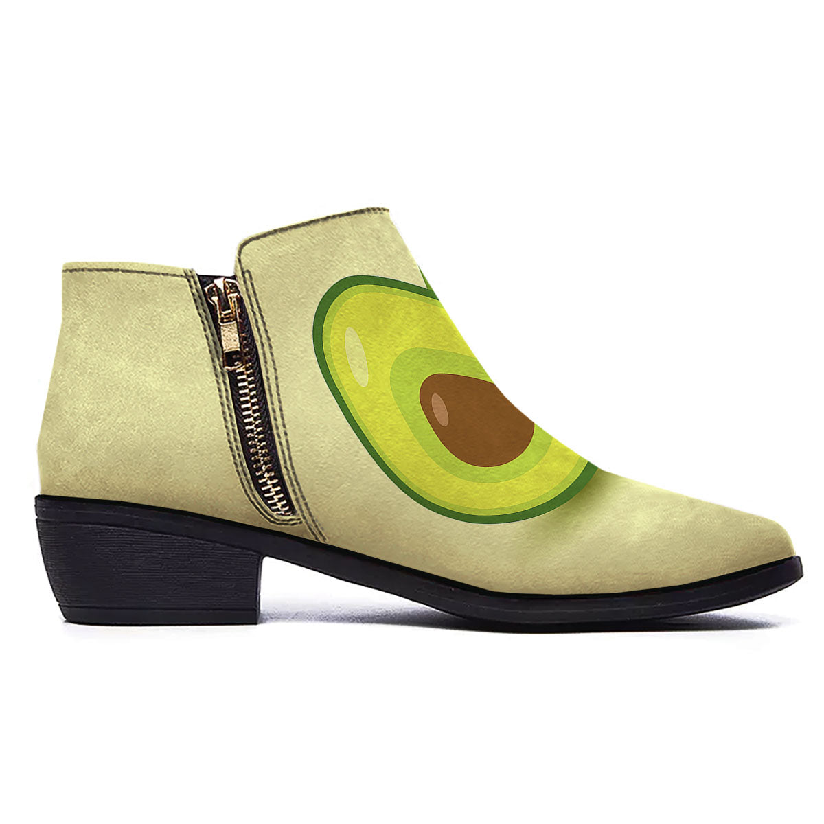 Avocado Green Print Ankle Boots-grizzshop