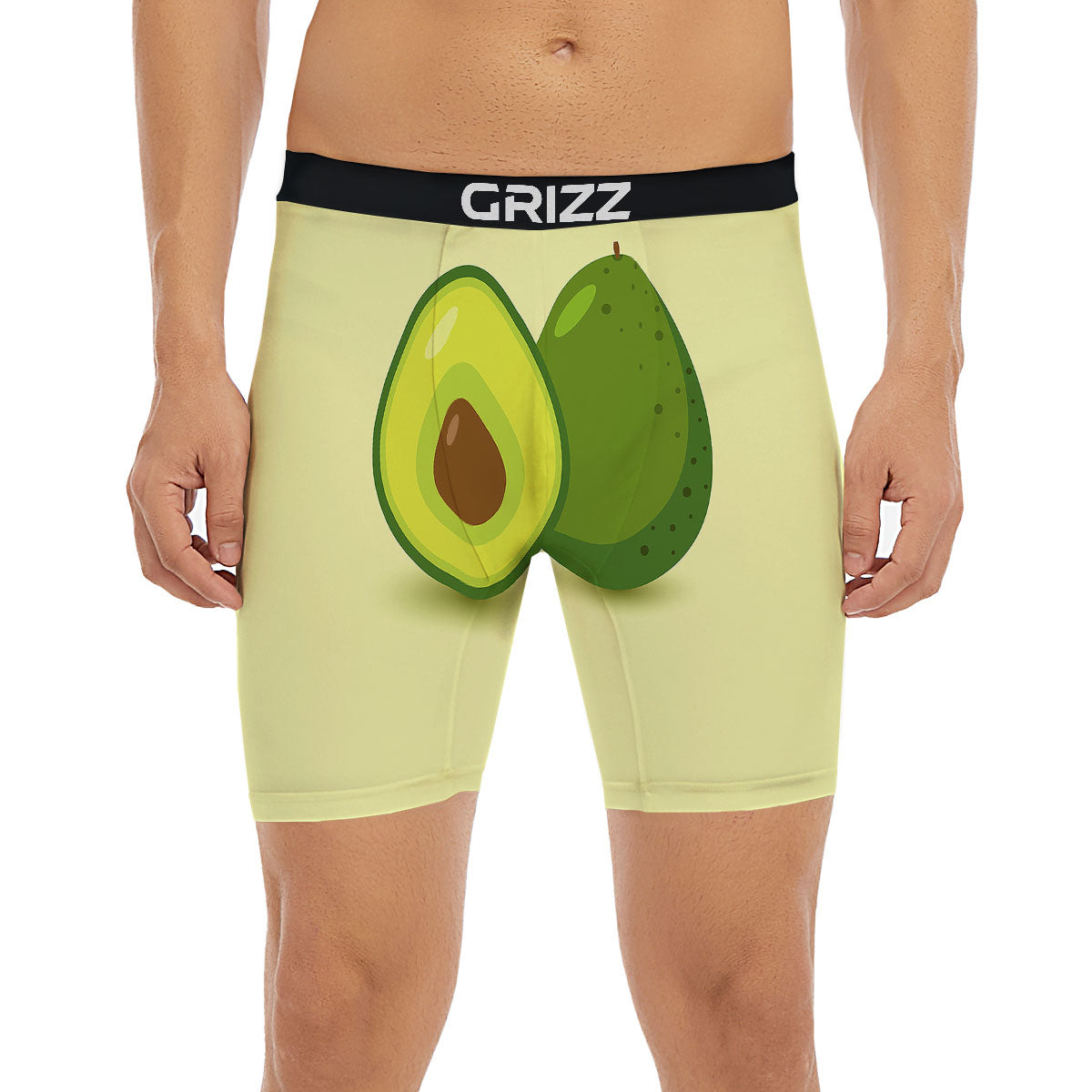 Avocado Green Print Boxer Briefs-grizzshop