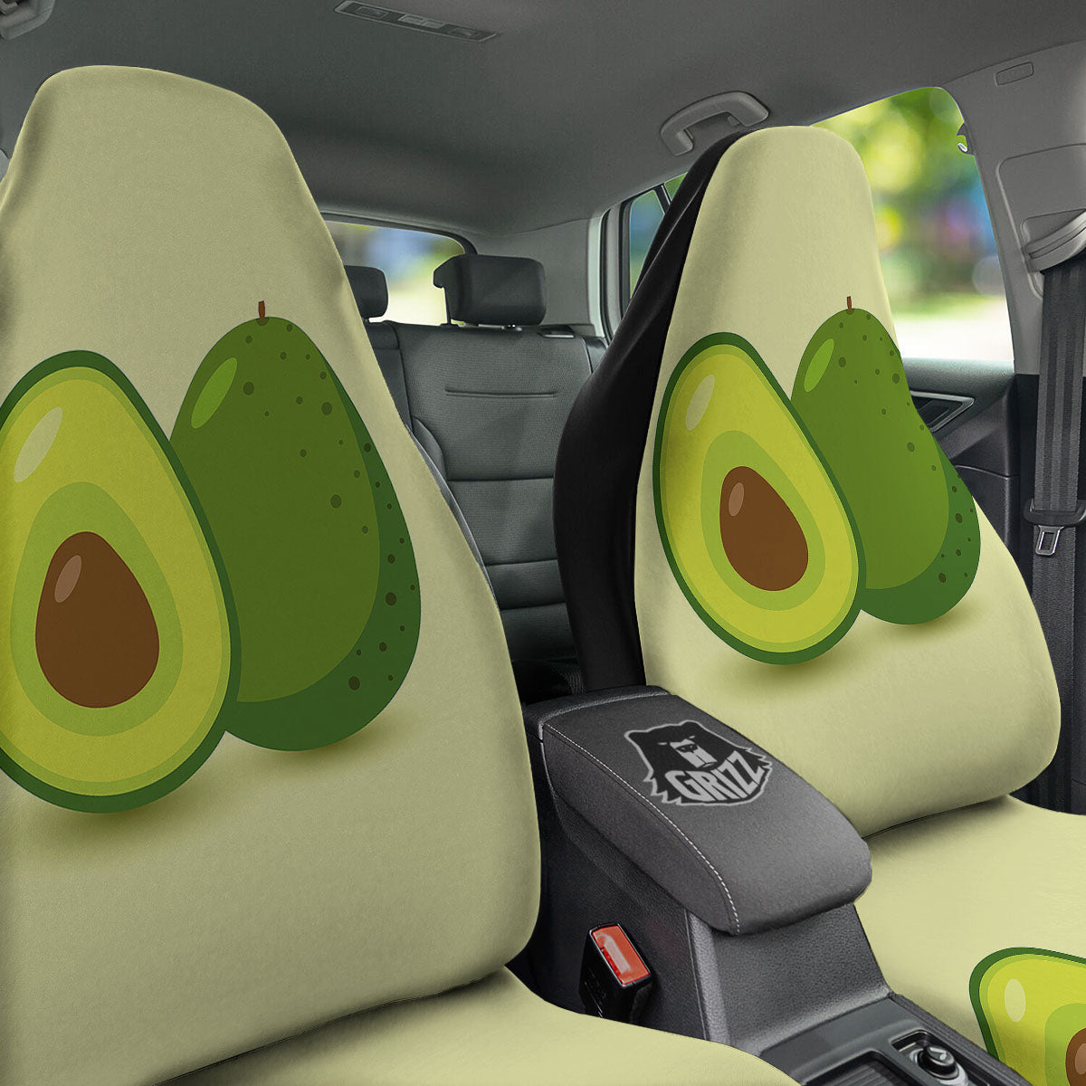 Avocado Green Print Car Seat Covers-grizzshop