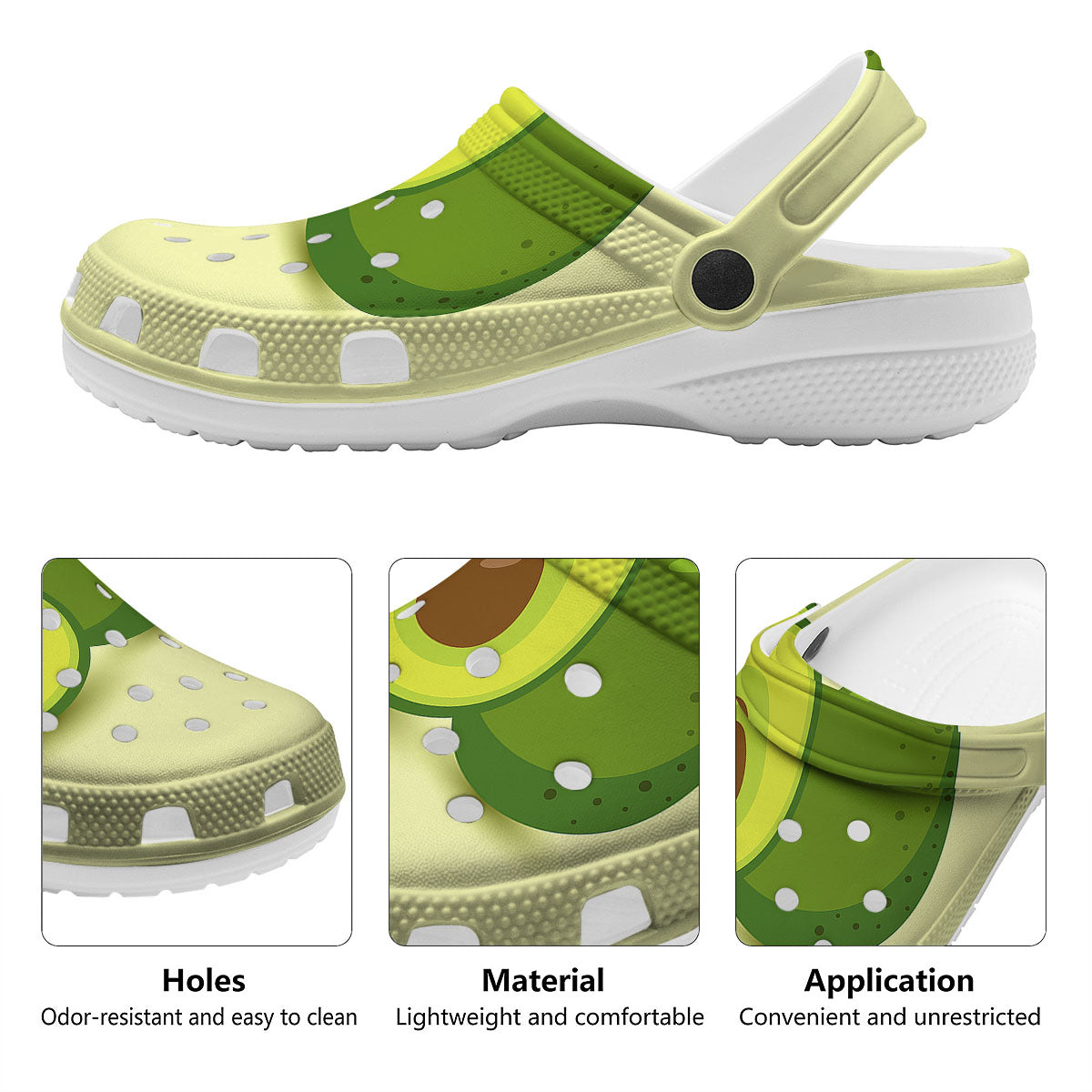 Avocado Green Print Clog-grizzshop